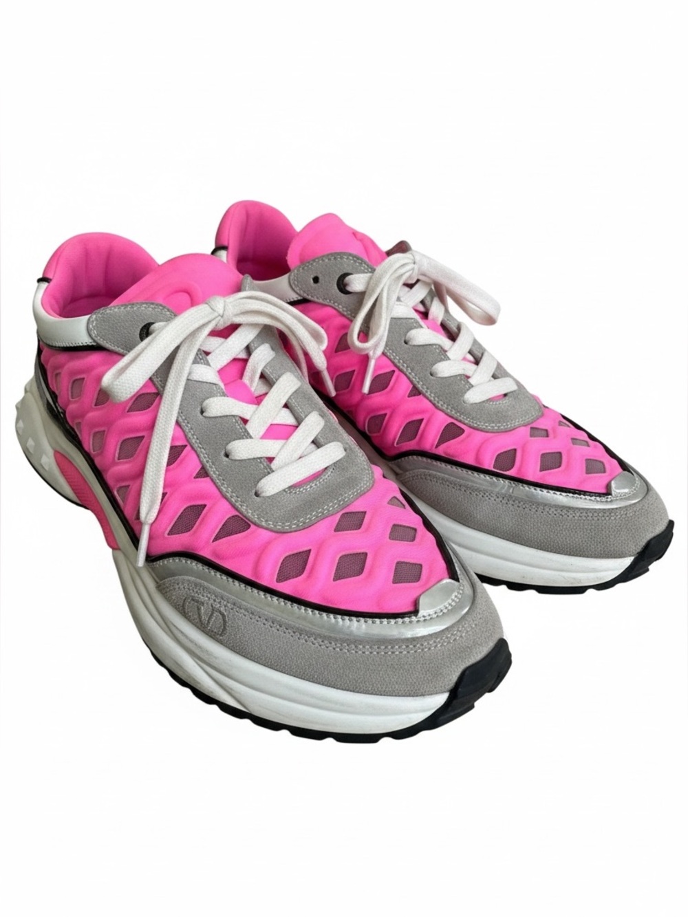 Valentino Neon Pink and Gray Women's Sneakers